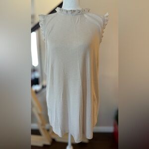 Maurices Ribbed Top with Ruffled Collar and Sleeves in Cream, 2X